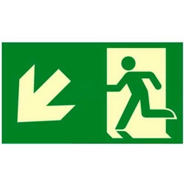 American Permalight Photoluminescent "Man Left/Arrow Left Down" NYC Mea-Listed Aluminum Sign 86-60167F